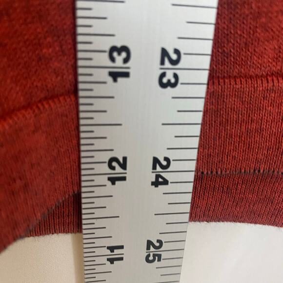 WLS Red Cotton Silk Knit Top Button Tab Sleeves Women’s Size L Preowned - Picture 9 of 11